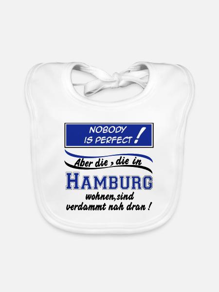 Hamburg , Tradition , Fußball Fan , Nobody (25) - Baby Bio-Lätzchen - Weiß - Vorne