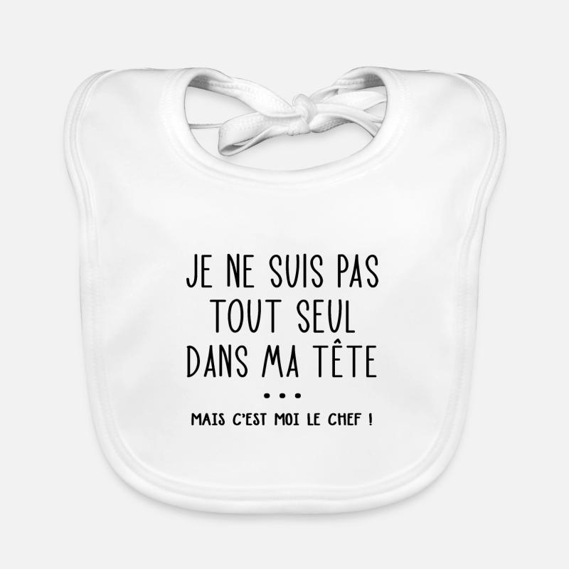 Je suis pas tout seul dans ma tête - Bavoir bio Bébé - blanc