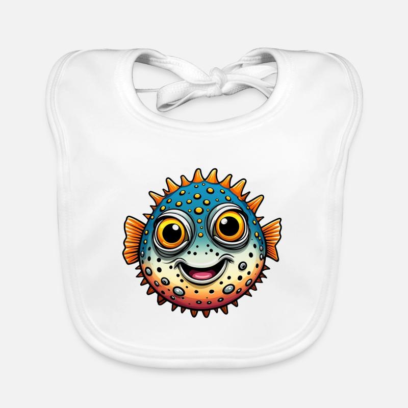 Funny Laughing Puffer Fish Organic Baby Bibs