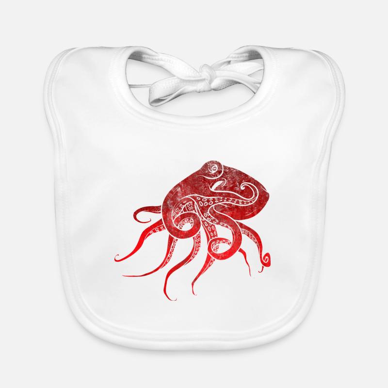 Squid red Organic Baby Bibs