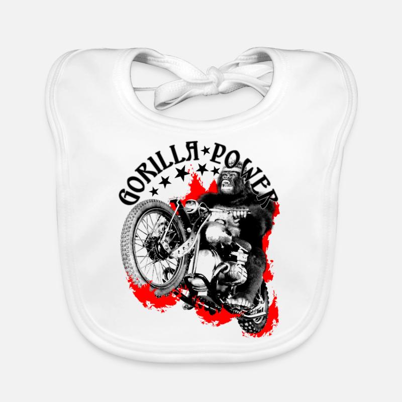 Gorilla Biker Power Motorcycle Organic Baby Bibs