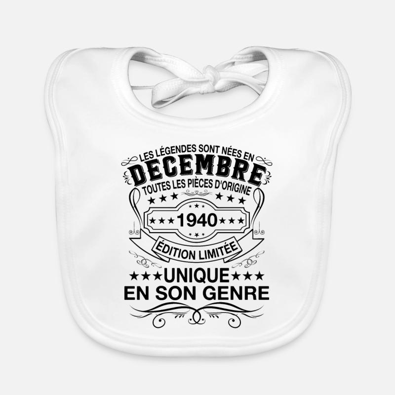 Les légendes sont nées en Décembre 1940 Cadeau Bavoir bio Bébé