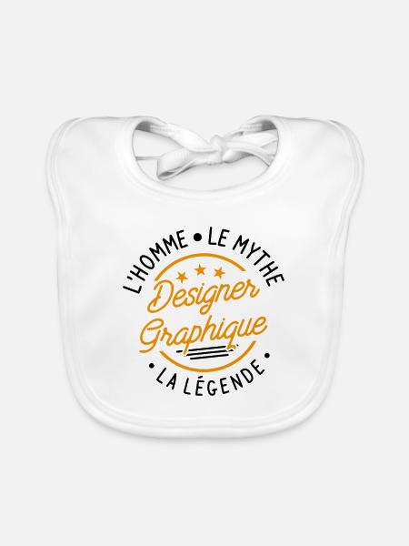 Designer Graphique L Homme Le Mythe La Légende - Bavoir bio Bébé - blanc - Devant
