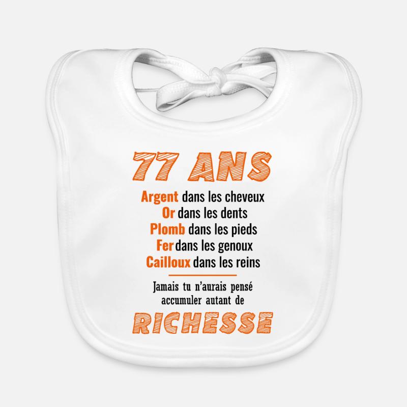 77 Ans Anniversaire Drôle Idée Cadeau Bavoir bio Bébé