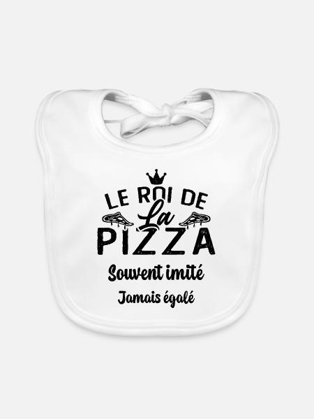 Le Roi de la Pizza Pizzaiolo Cadeau Drôle - Bavoir bio Bébé - blanc - Devant