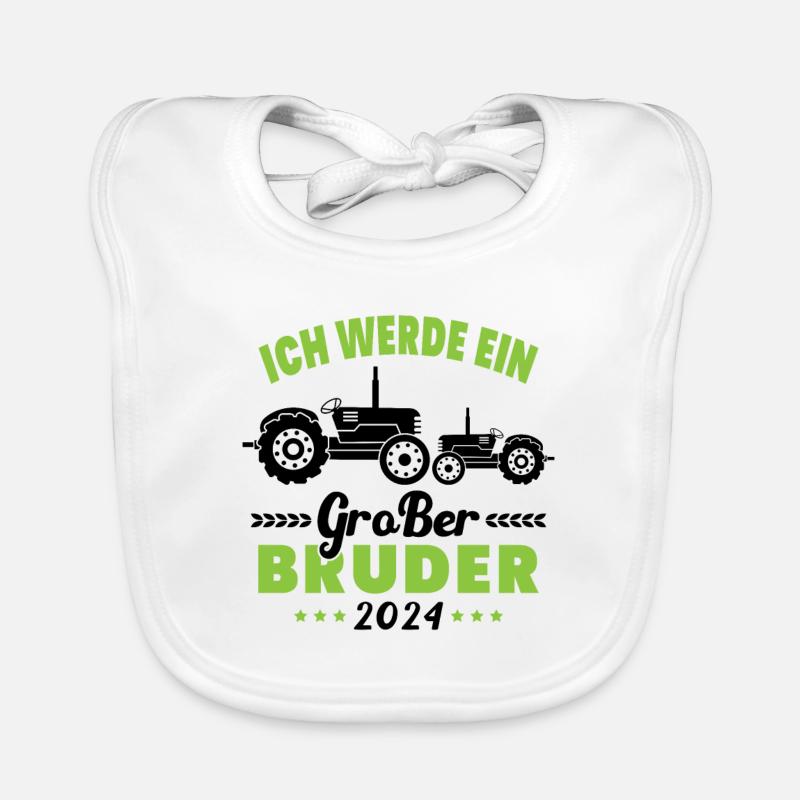 Ich werde 2024 Großer Bruder sein Traktor Bavoir bio Bébé
