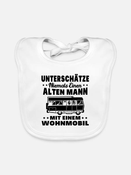 Unterschätze niemals einen alten Mann Wohnmobil - Baby Bio-Lätzchen - Weiß - Vorne