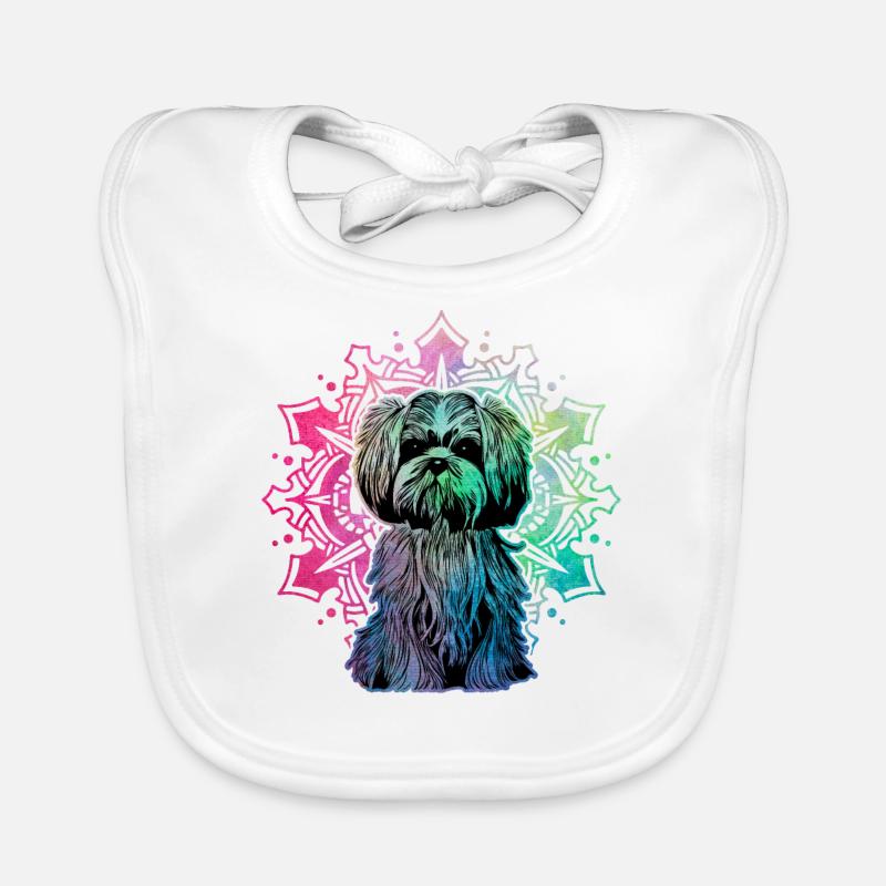 Shih Tzu - Bavoir bio Bébé - blanc