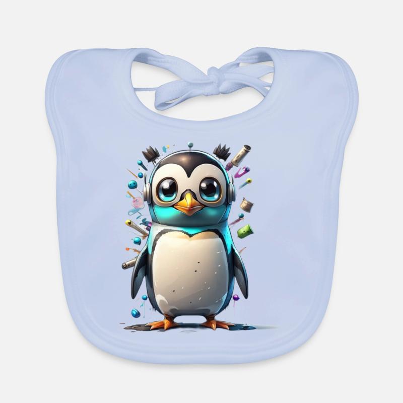 Robot Penguin Organic Baby Bibs