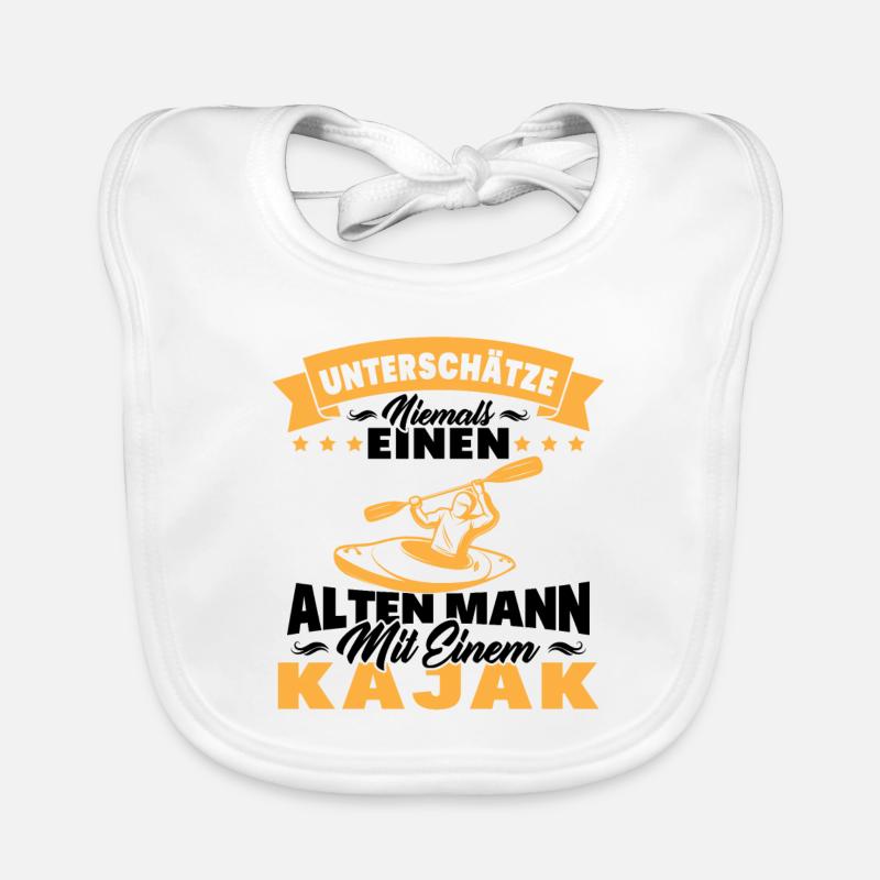 Alten mann mit einem Kajak Baby Bio-Lätzchen