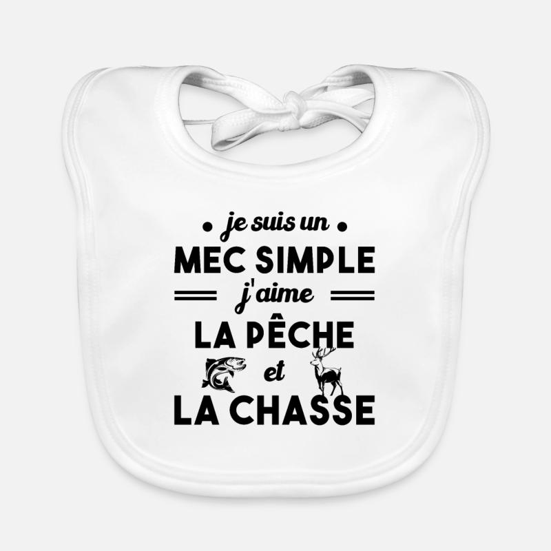 Mec simple Chasse Peche Humour Cadeau Bavoir bio Bébé