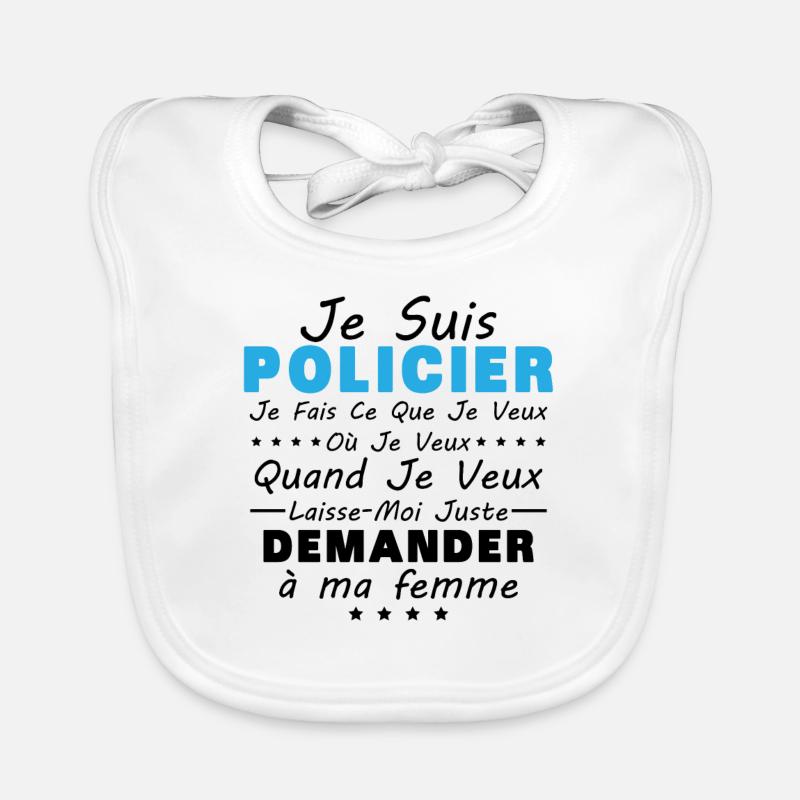 Policier En Couple Idée Cadeau Pour Mon Mari - Bavoir bio Bébé - blanc