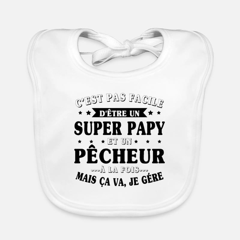 Super Papy et Pêcheur Cadeau Bavoir bio Bébé