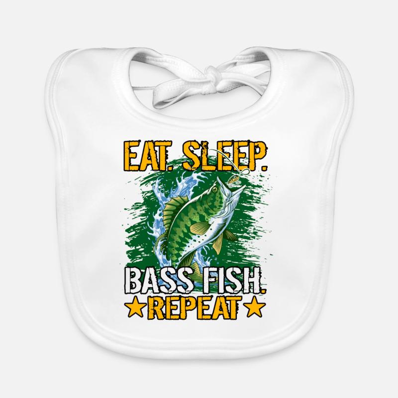 Eat Sleep Bass Fish Repeat Organic Baby Bibs