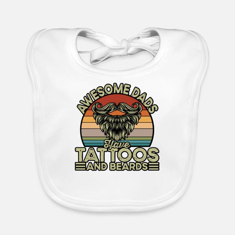 Awesome Dads have Tattoos and Beards Organic Baby Bibs