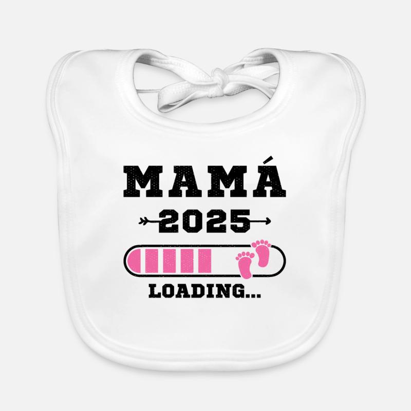 Mama 2025 werdende Mutter, die Schwangerschaft trägt Baby Bio-Lätzchen