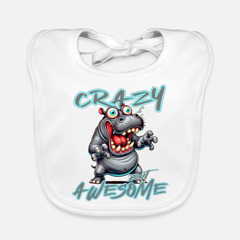 Crazy but Awesome Nilpferd Comic Stil Baby Bio-Lätzchen