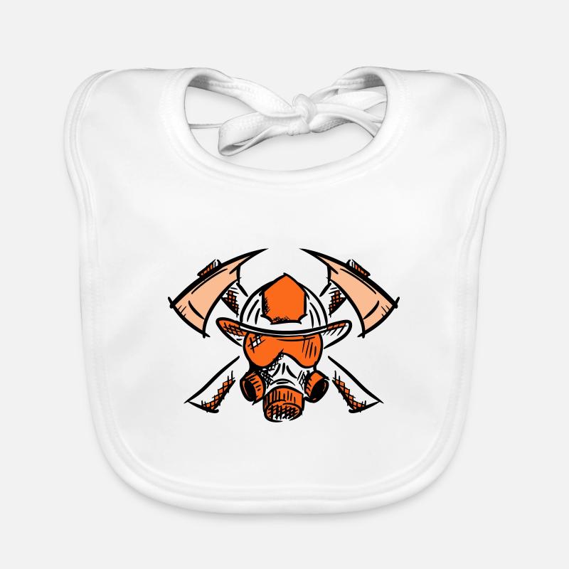 Firefighter logo. Firefighter helmet axes. Organic Baby Bibs