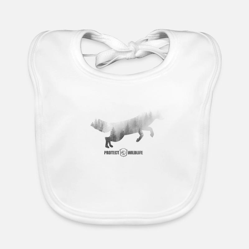 Protéger la faune - protection de l'environnement - silhouette de renard - Bavoir bio Bébé - blanc