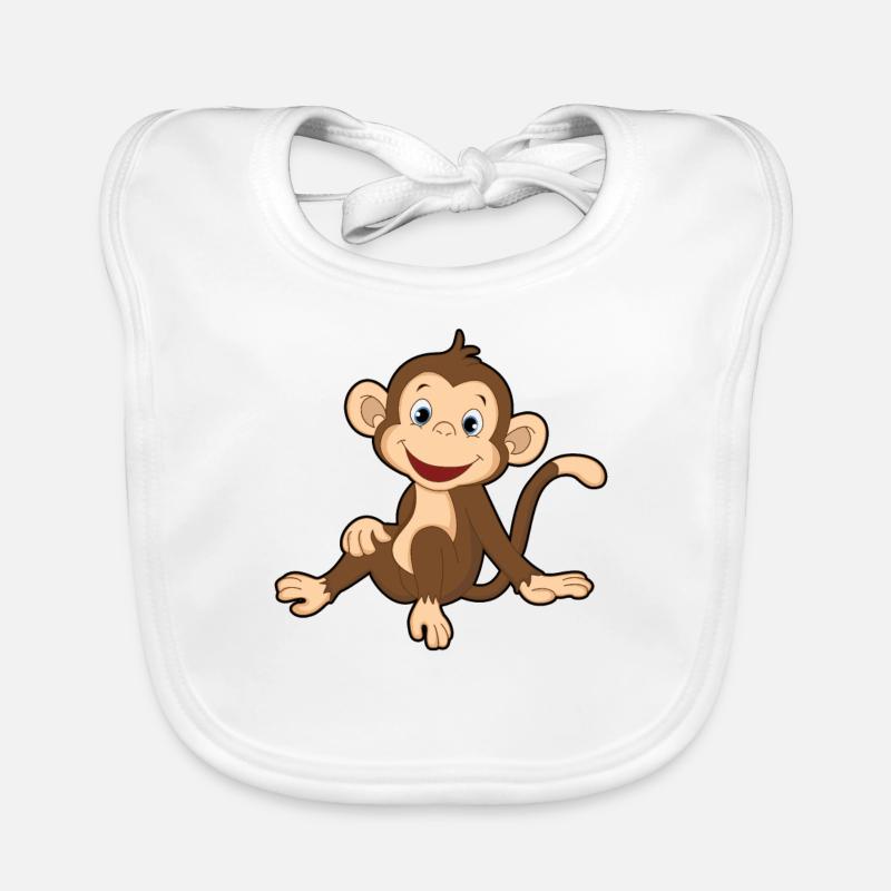 Cadeau de singe singe - Bavoir bio Bébé - blanc