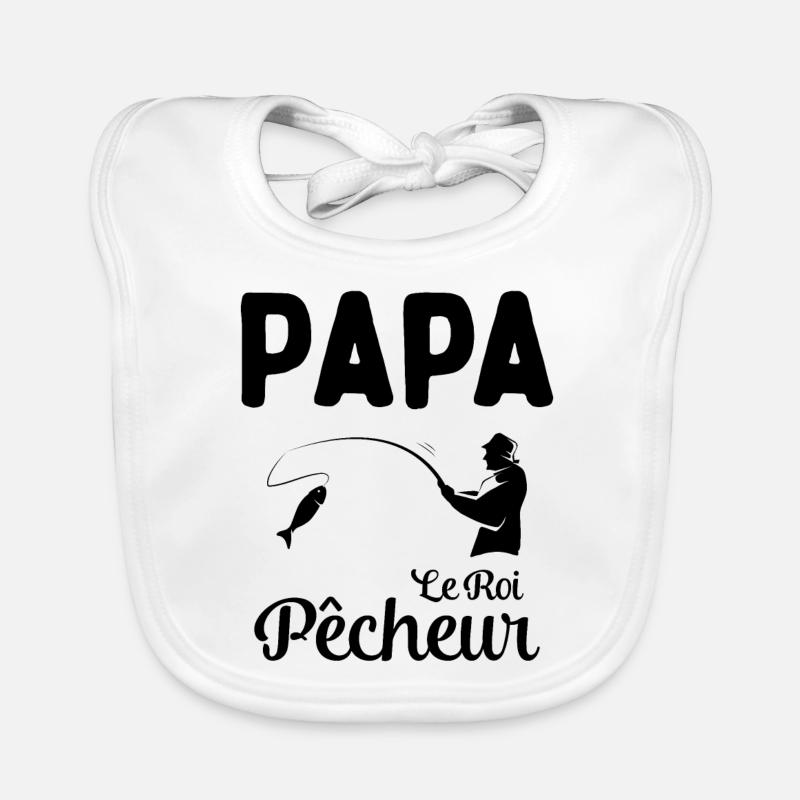Cadeau Papa Pêcheur Roi de Pêche Bavoir bio Bébé