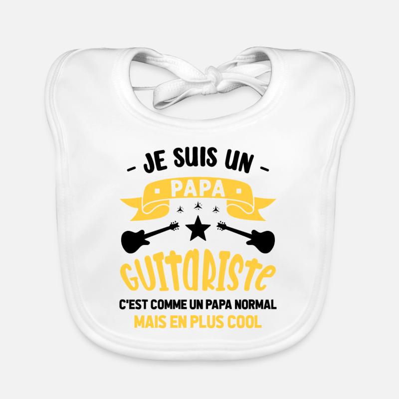 Papa Guitariste Idée Originale Fêtes des Pères Bavoir bio Bébé