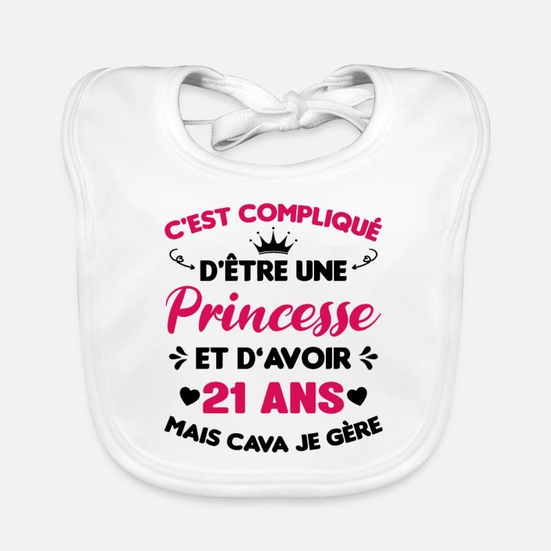 Princesse 21 Ans Anniversaire Idée Cadeau Pink Âge Bavoir bio Bébé