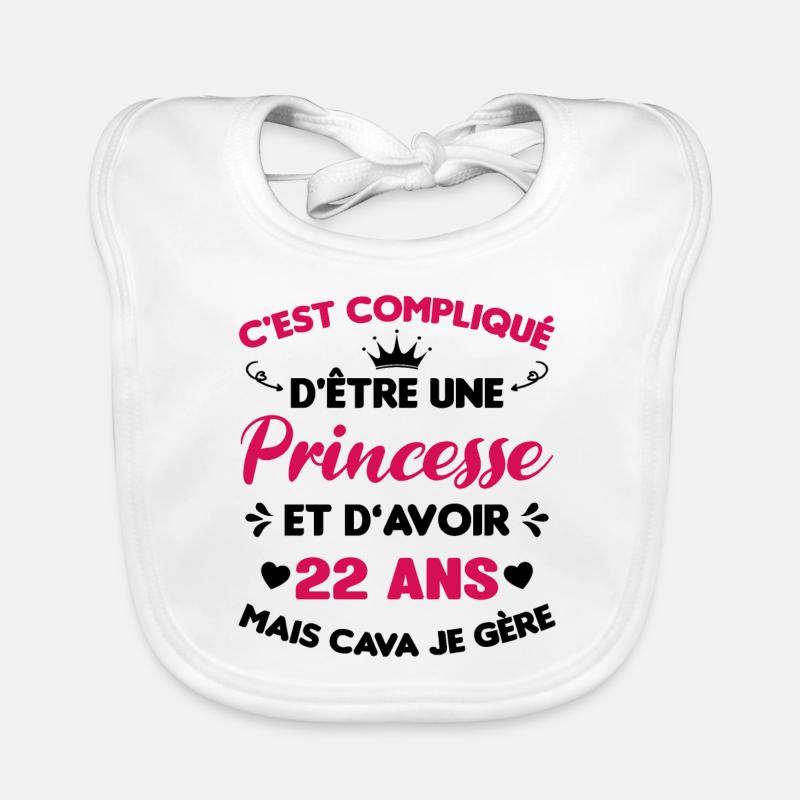 Princesse 22 Ans Anniversaire Idée Cadeau Pink Bavoir bio Bébé