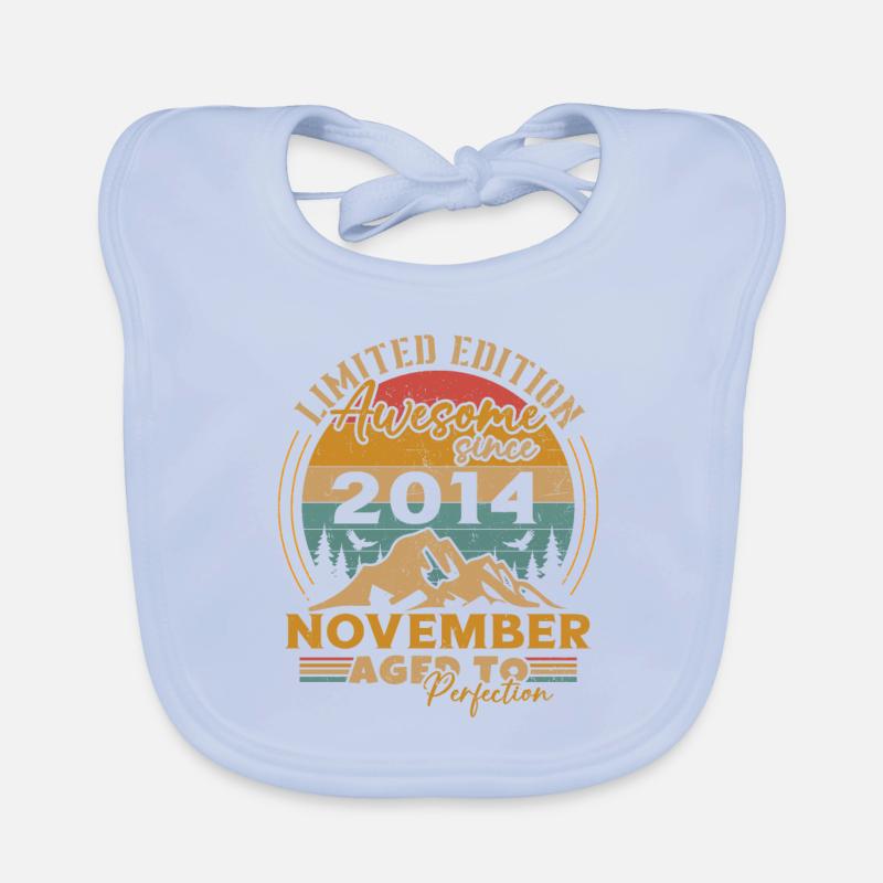 November 2014 Vintage Retro Birthday Gift Organic Baby Bibs