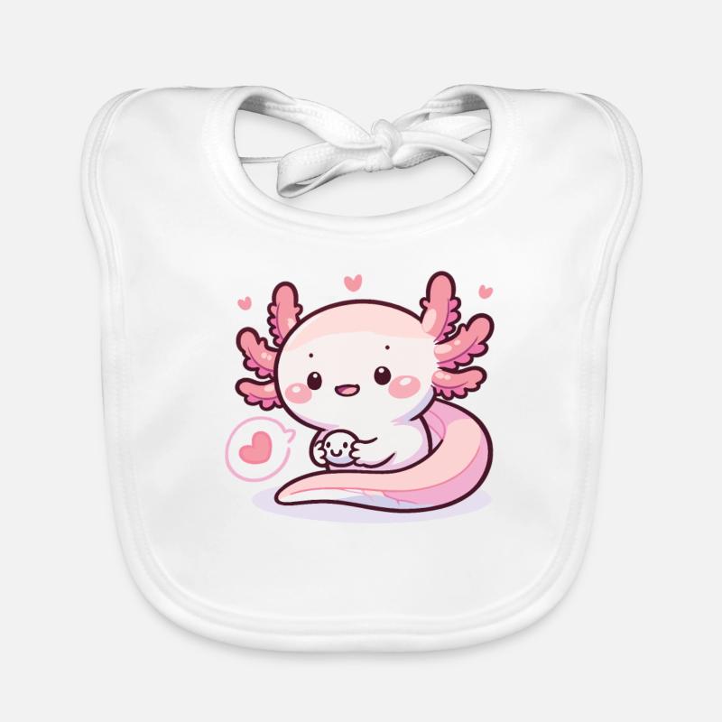 Axolotl mignon avec des axolotls en forme de cœur Bavoir bio Bébé