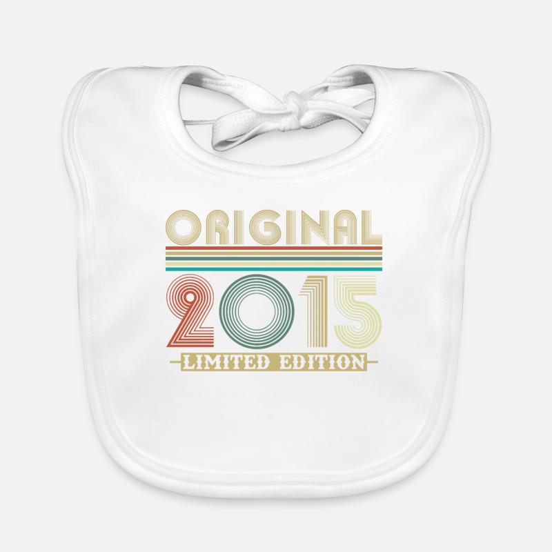 Original 2015 Vintage Retro Jubiläumsgeschenk - Baby Bio-Lätzchen - Weiß