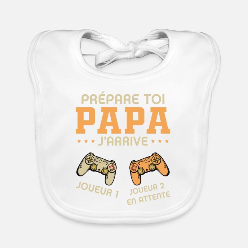 Prépare toi papa j'arrive annonce grossesse papa - Bavoir bio Bébé - blanc