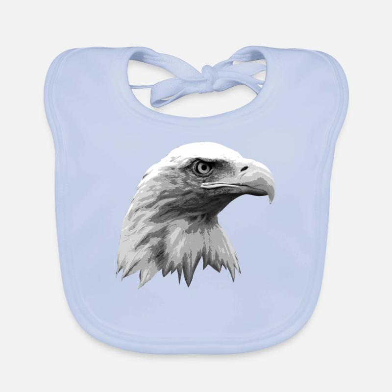 Eagle head, black and white, Eagle, Eagle Organic Baby Bibs