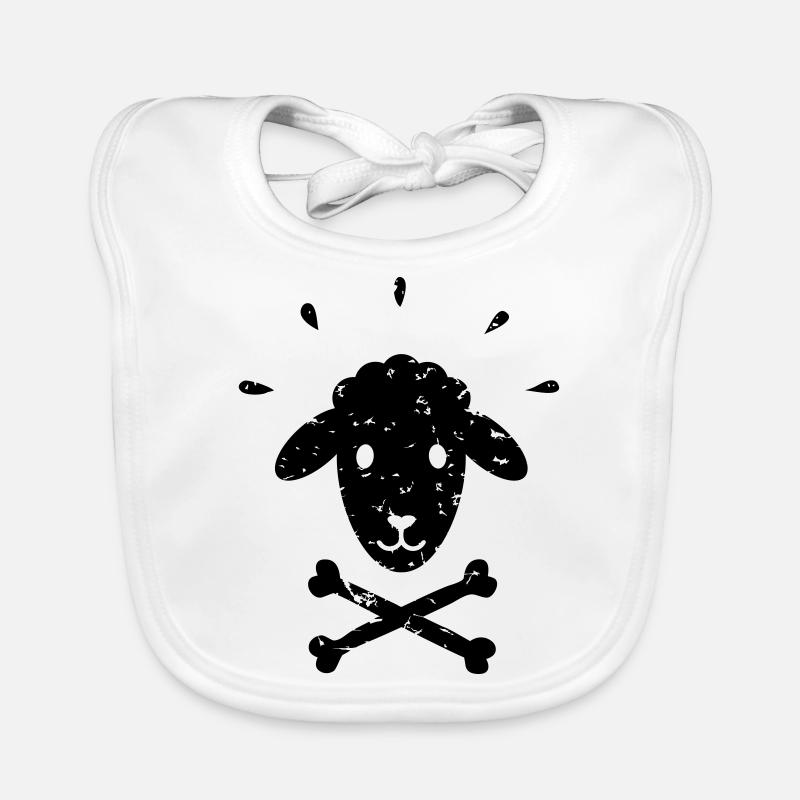 Jolly Roger Sheep – Mouton noir – Mäh ! - Bavoir bio Bébé - blanc