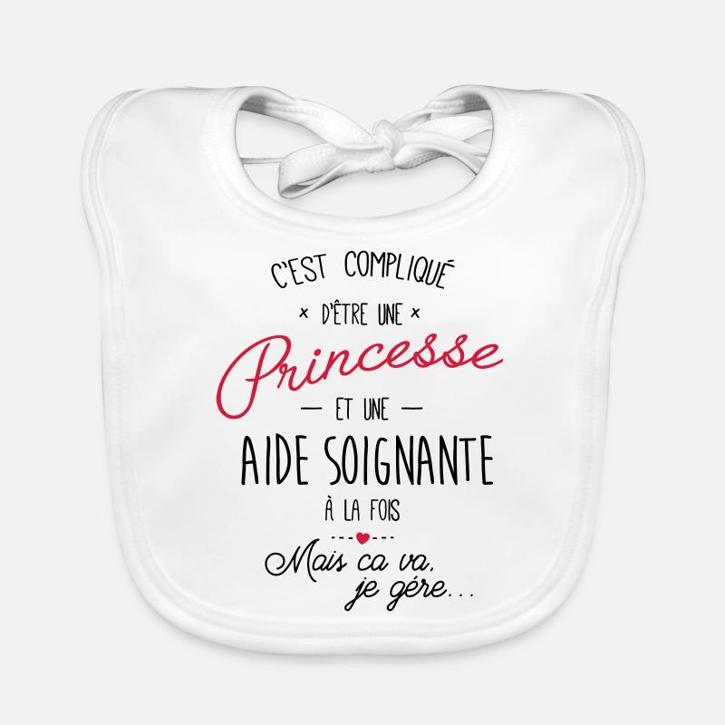 Princesse et aide soignante - Bavoir bio Bébé - blanc