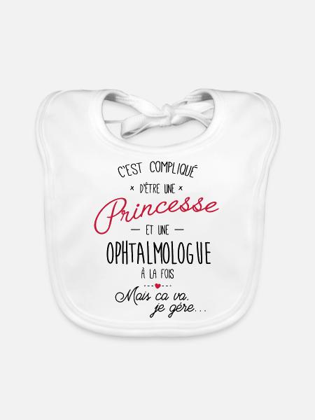 princesse et ophtalmologue - Bavoir bio Bébé - blanc - Devant