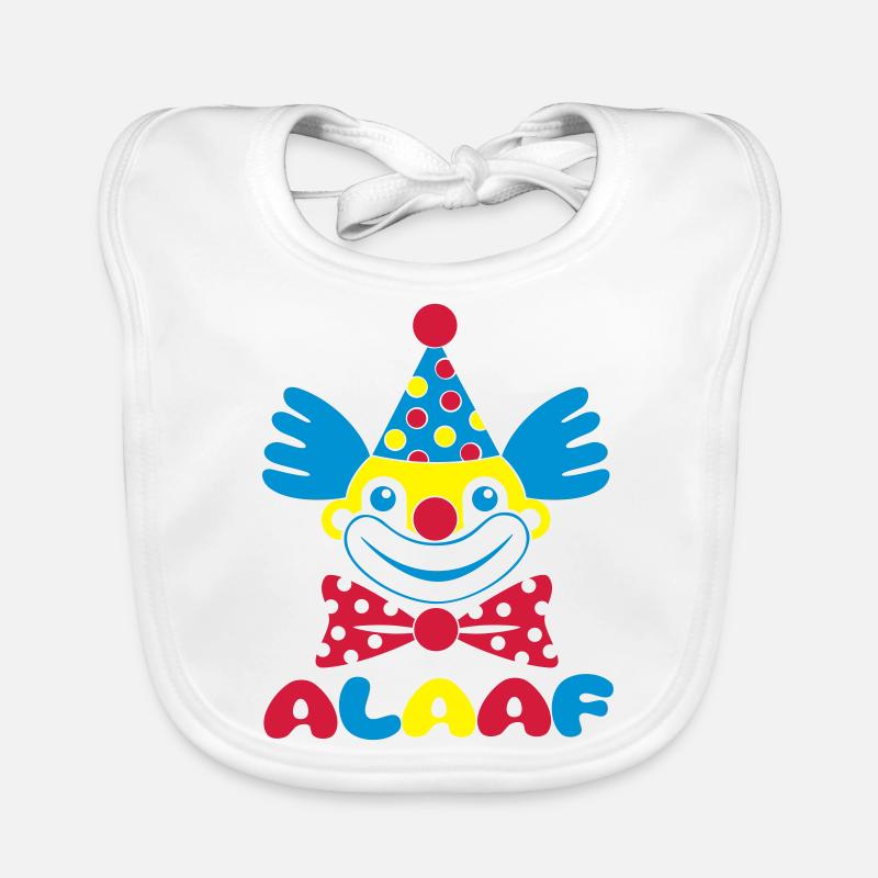 Fasching Karneval Clown ALAAF 1, 2 oder 3 Farben - Baby Bio-Lätzchen - Weiß