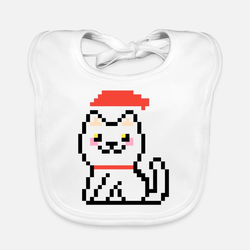 8-BIT CHRISTMAS CAT Organic Baby Bibs