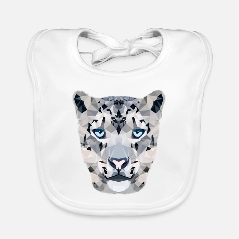 Snow leopard / polygon Organic Baby Bibs