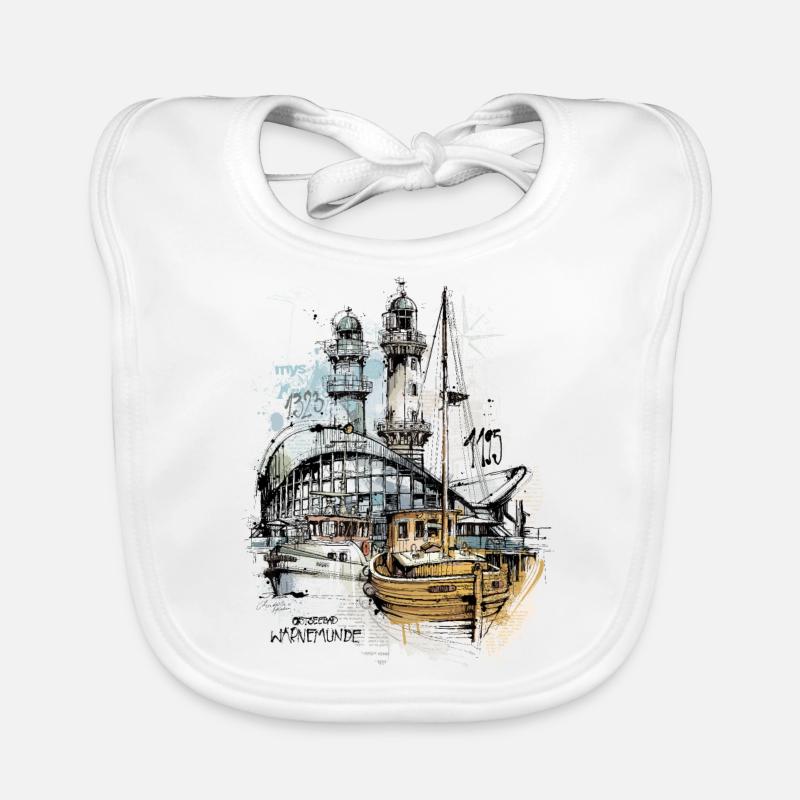 Scène de Warnemünde Teepott - Bavoir bio Bébé - blanc