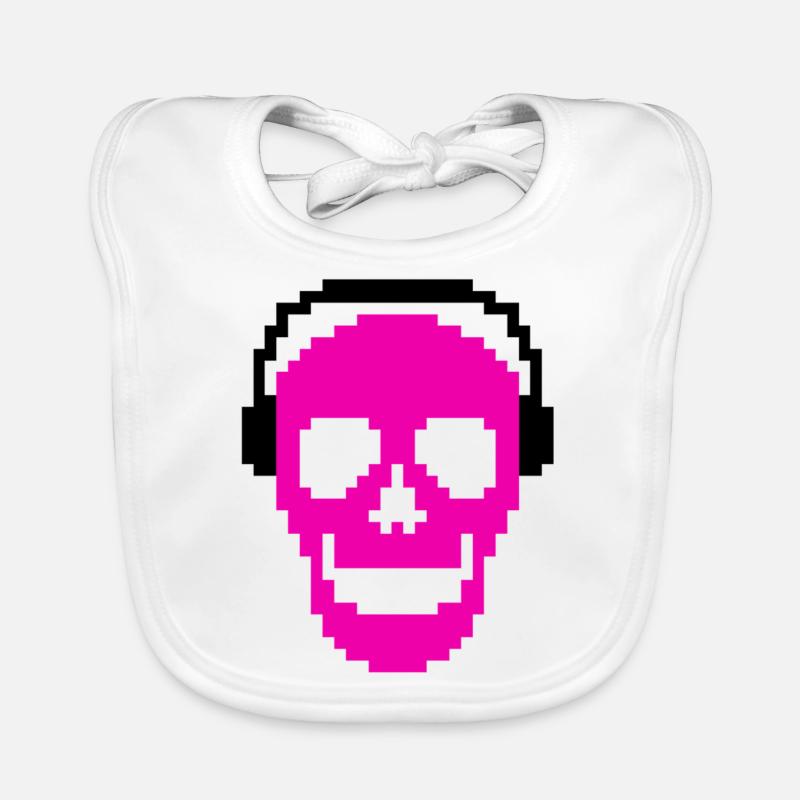 Crâne de crâne de crâne de pixel avec un casque Bavoir bio Bébé