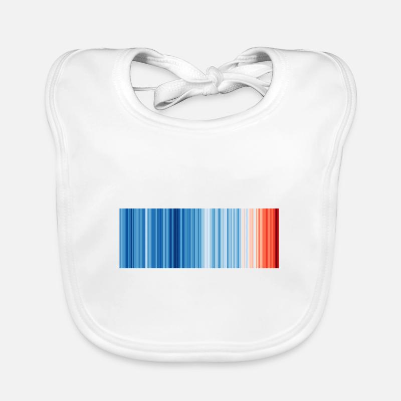 Warming Stripes illustrating the global warming - Bavoir bio Bébé - blanc