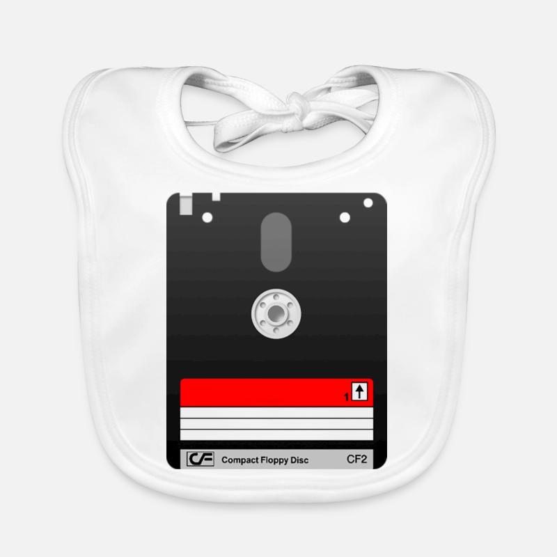 Disquette 3" Amstrad – Symbole Rétro Tech 01 - Bavoir bio Bébé - blanc