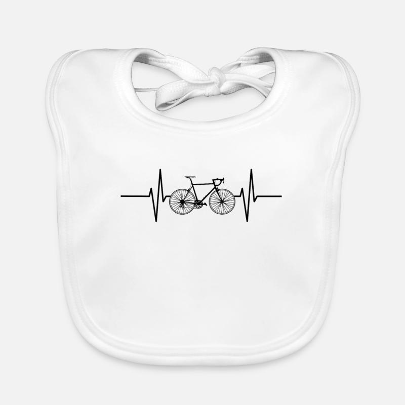 Battement de coeur Vélo Puls Vélo de course - Bavoir bio Bébé - blanc