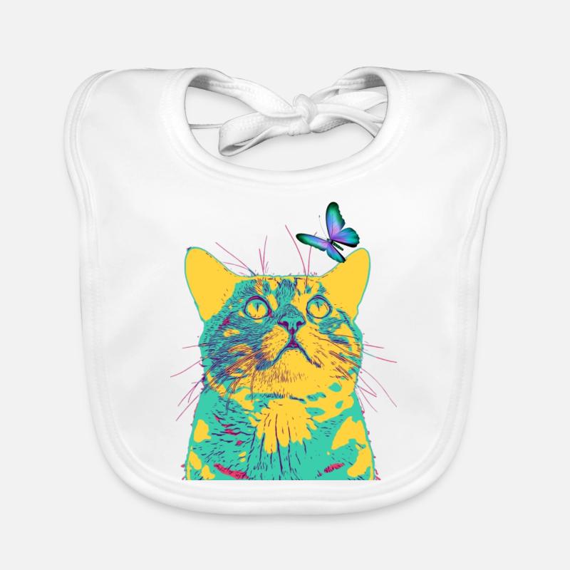 le papillon aime le chat Bavoir bio Bébé
