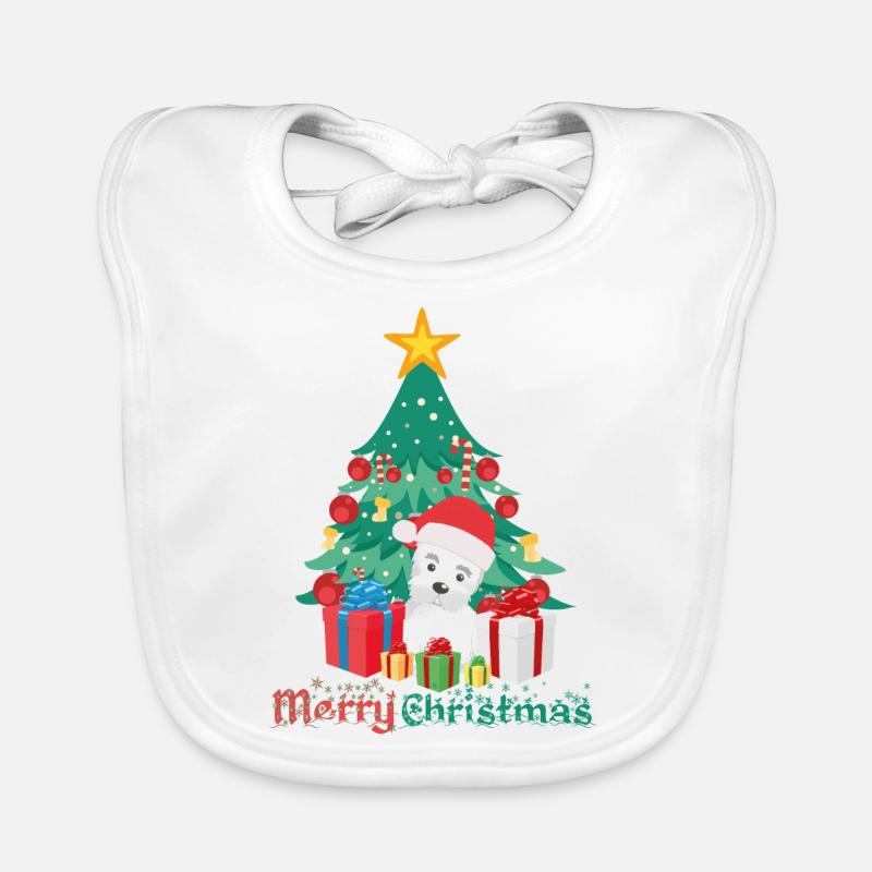 Cadeau de chien de Noël West Highland - Bavoir bio Bébé - blanc