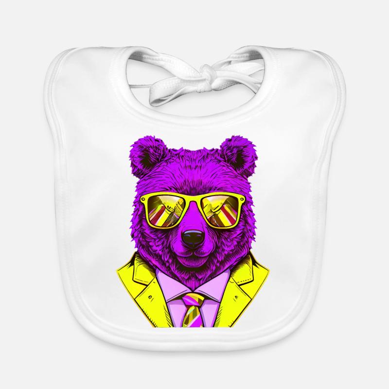 cool boss bear with sunglasses on Baby Bio-Lätzchen