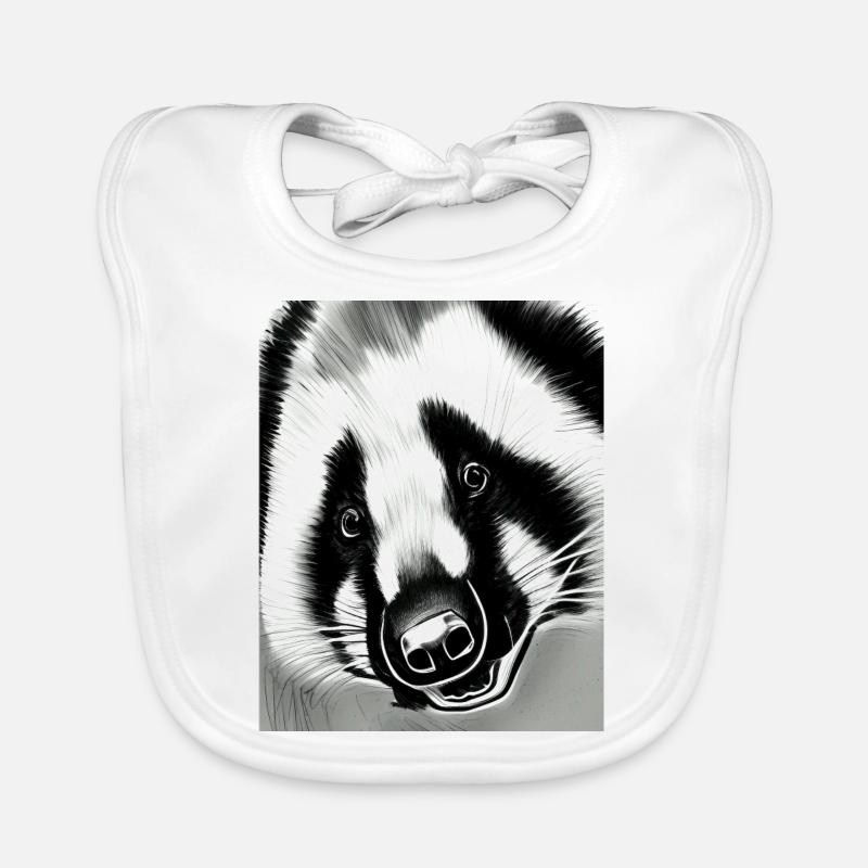 Badger (in german Dachs) cool portrait drawing Organic Baby Bibs