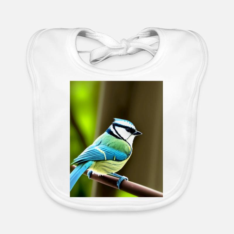 Cool Comic Portrait d’une mésange bleue dans la forêt Bavoir bio Bébé