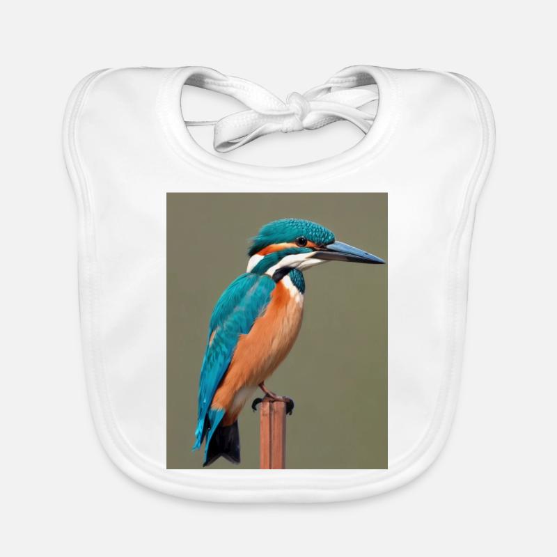 kingfisher on the branch Organic Baby Bibs